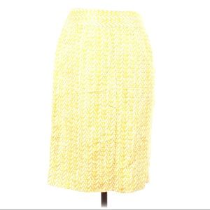 Banana Republic skirt linen yellow white Chevron Herringbone Size 2 for summer